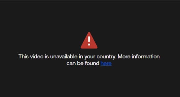 Error message: This video is unavailable in your country.