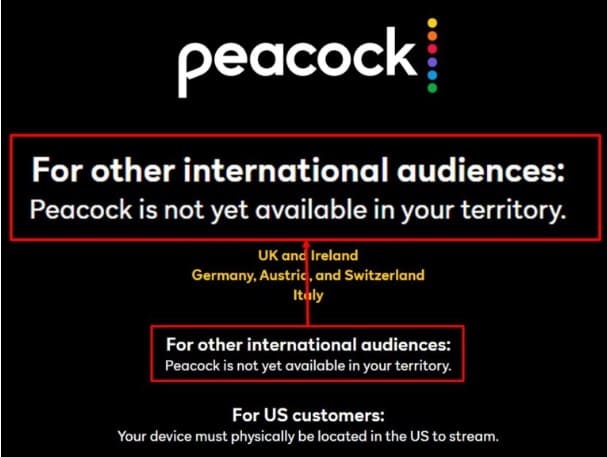 [Error Message] Peacock is not yet available in your territory.