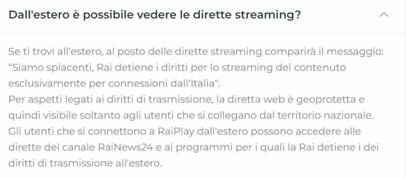 Dall'estero è possible vedere le dirette streaming?