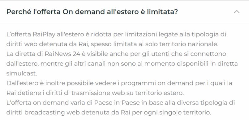 Perché l'offerta On demand all'estero è limitata?