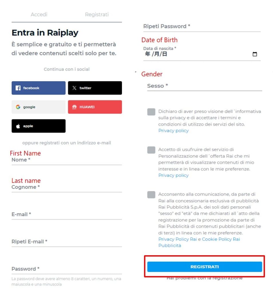 Step 3: Access RaiPlay and Create an Account