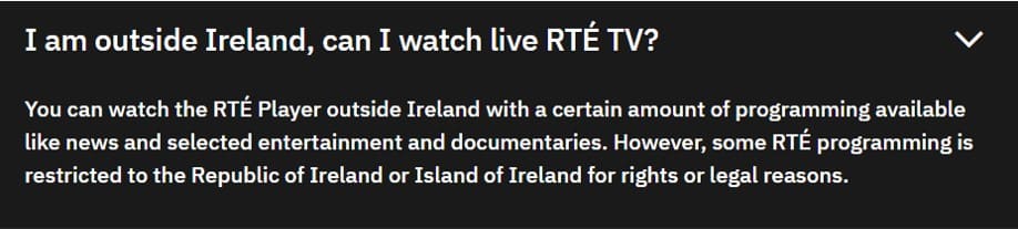 I am outside Ireland, can I watch live RTÉ TV?