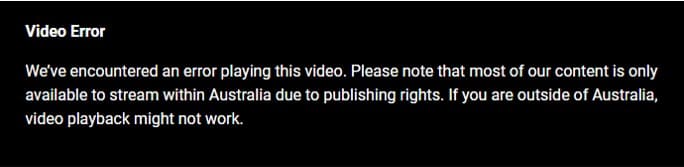 We’ve encountered an error playing this video. Please note that most of our content is only available to stream with in Australia due to publishing rights. If you are outside of Australia, vide playback might not work.