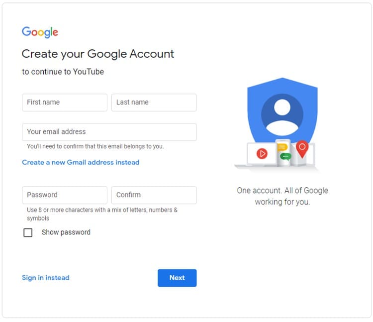 Step 1: Establish a New Google Account